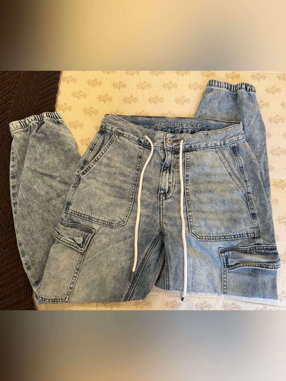 American Eagle Outfitters Faded Light Blue Denim Jogger Pants
